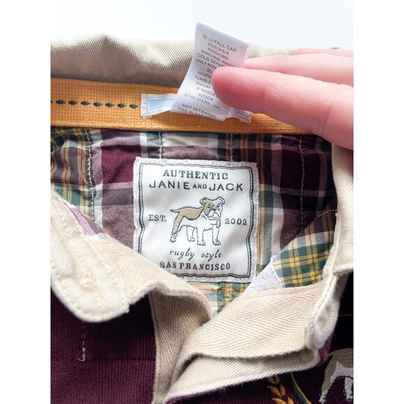 Toddler Boy's Janie & Jack Maroon Rugby Polo Shirt Elbow Patches Size 3T - Picture 3 of 5